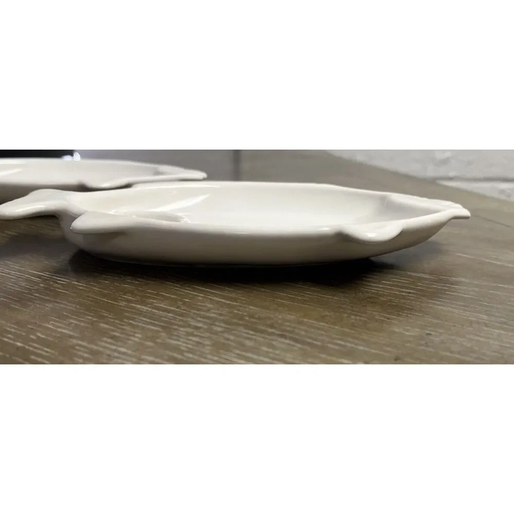 3x Vintage Pfaltzgraff Hearth Seafood Cocktail Server Plate White 247‎ Fish Dish